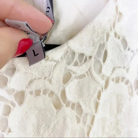 MORGAN LEFAY New York Cotton Blend Off White Lace Pockets Midi Dress - Picture 5 of 8